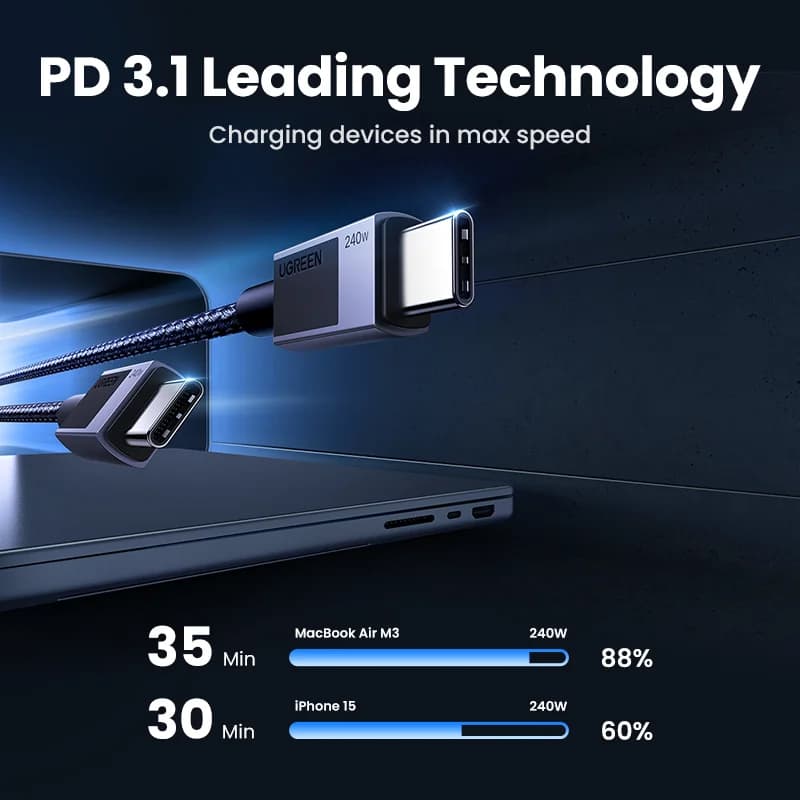 Kabel USB-C do USB-C 240W z szybkim ładowaniem PD3.1