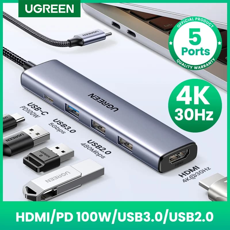 Hub USB-C z HDMI 4K, czytnikiem SD/TF i PD 100W