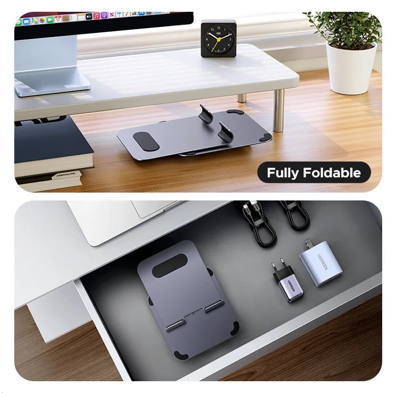 Aluminiowy stojak na tablet i telefon z obrotem 360°