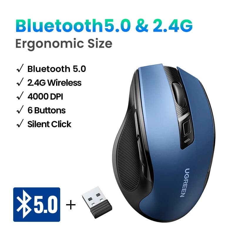 Ergonomiczna mysz bezprzewodowa Bluetooth, 4000 DPI