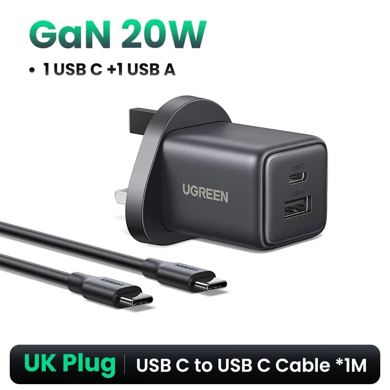 Mini ładowarka GaN USB-C 30W z wtyczką UK