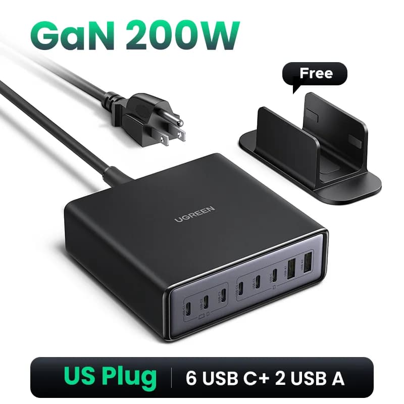 Ładowarka biurkowa GaN 200W, wtyczka US
