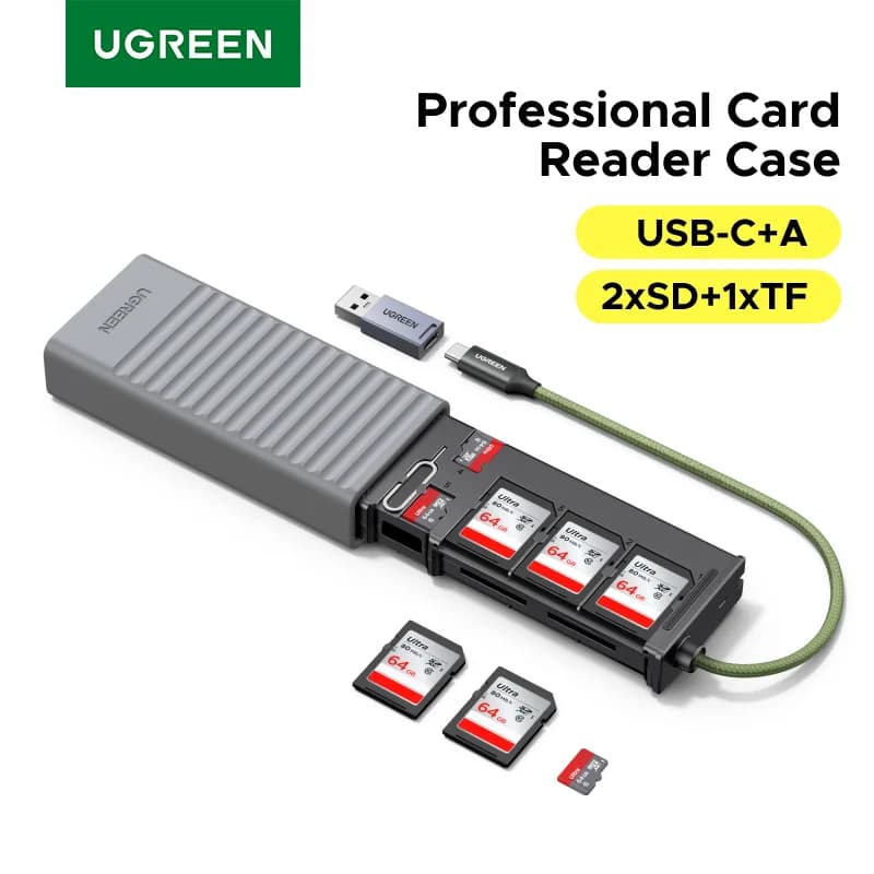 Czytnik kart SD/TF USB-C z etui na 12 kart