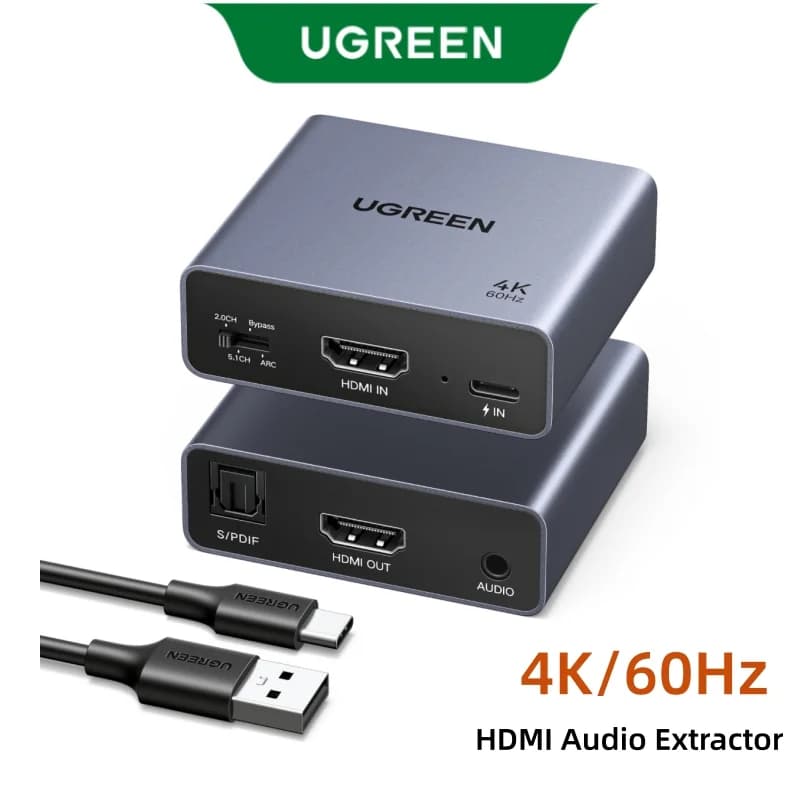 Ekstraktor dźwięku HDMI 4K 60Hz, optyczny i jack 3,5 mm
