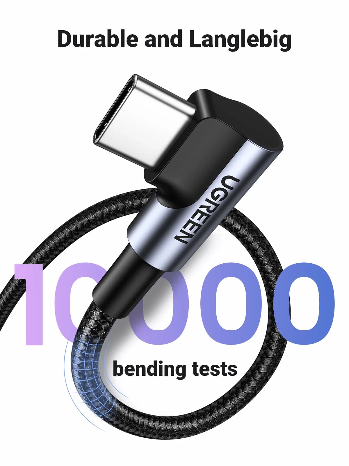 Kabel USB-C na USB-C nylonowy 90-stopni