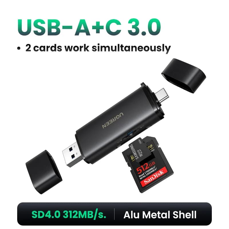 Czytnik kart SD i MicroSD USB-C, prędkość 312MB/s