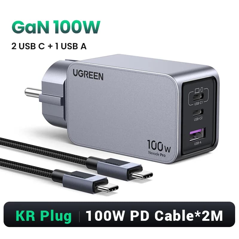 Ładowarka szybkich ładowania GaN 100W USB-C, wtyczka koreańska