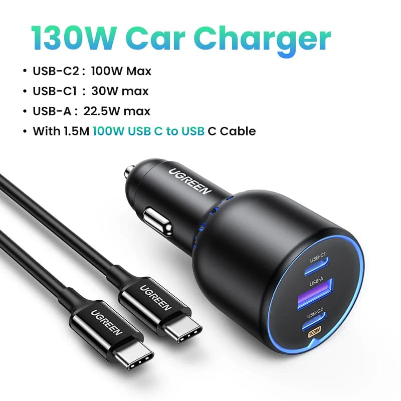 Samochodowa ładowarka podwójna USB-C 130W