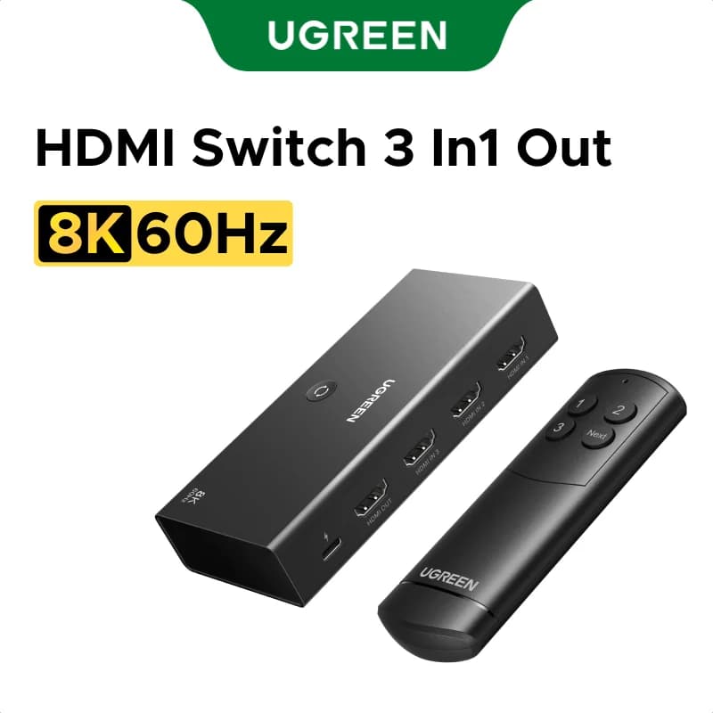 Przełącznik HDMI 2.1 3-in-1 Out 8K z pilotem