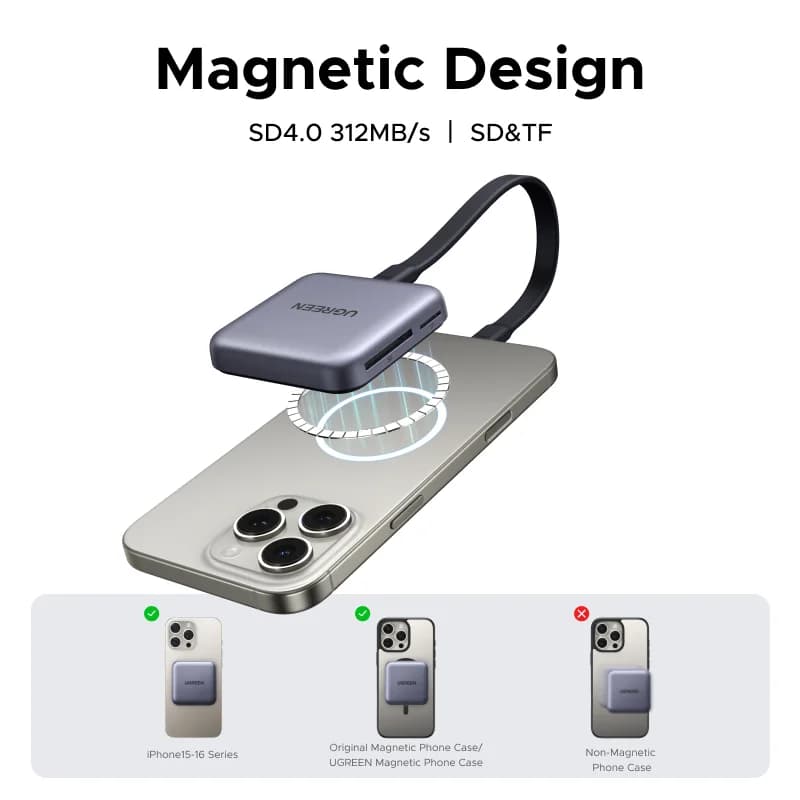 Magnetyczny czytnik kart SD i TF USB-C, 312MB/s