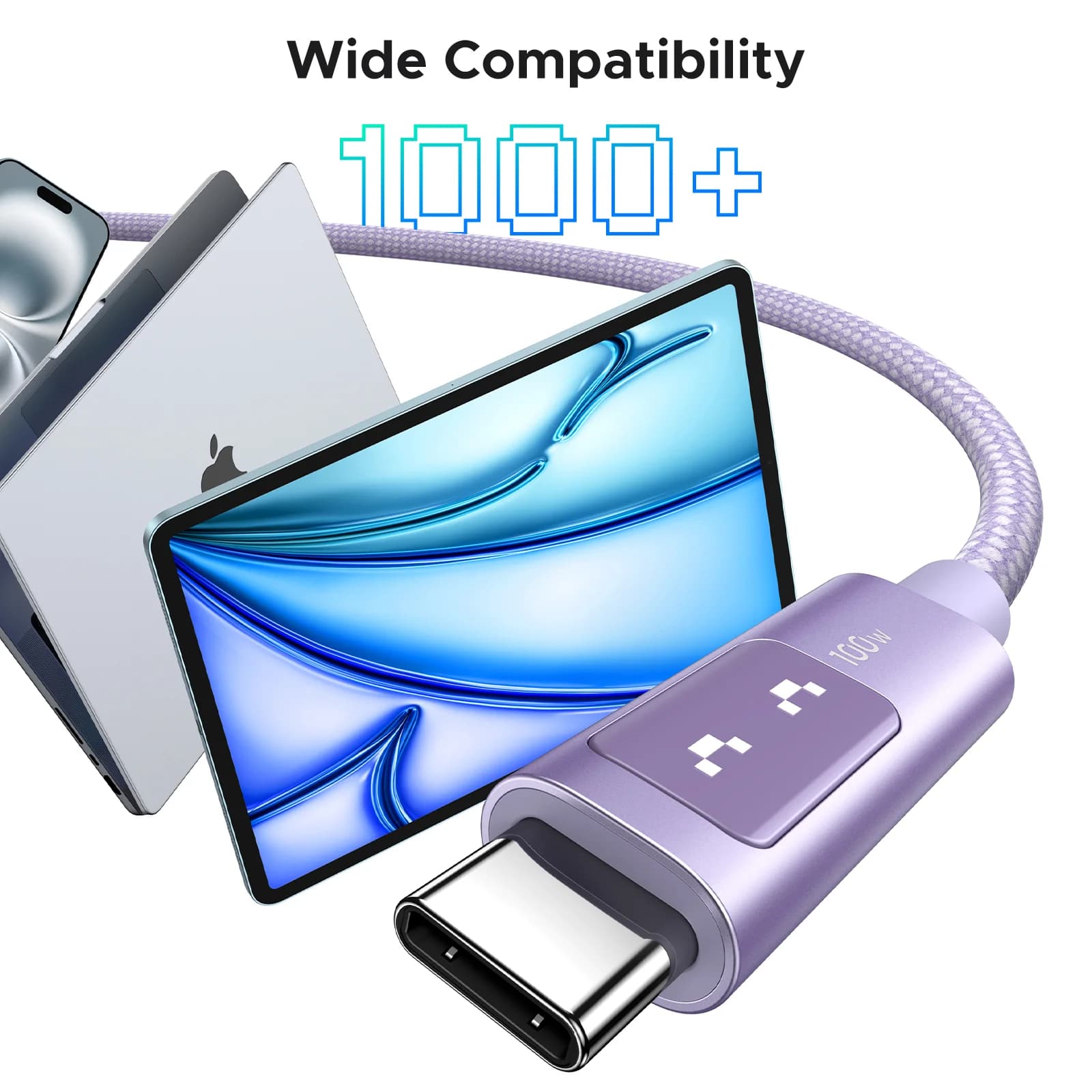 Kabel USB-C do USB-C, 100W PD, wielokolorowy