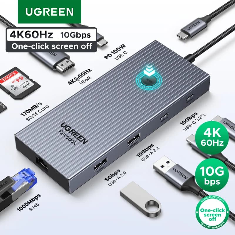 Hub USB-C z HDMI 4K, Ethernet i ładowaniem PD 100W