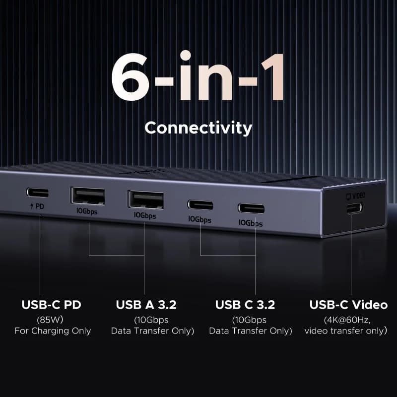 Hub USB-C z HDMI 4K, przesyłem danych 10Gbps i PD 100W