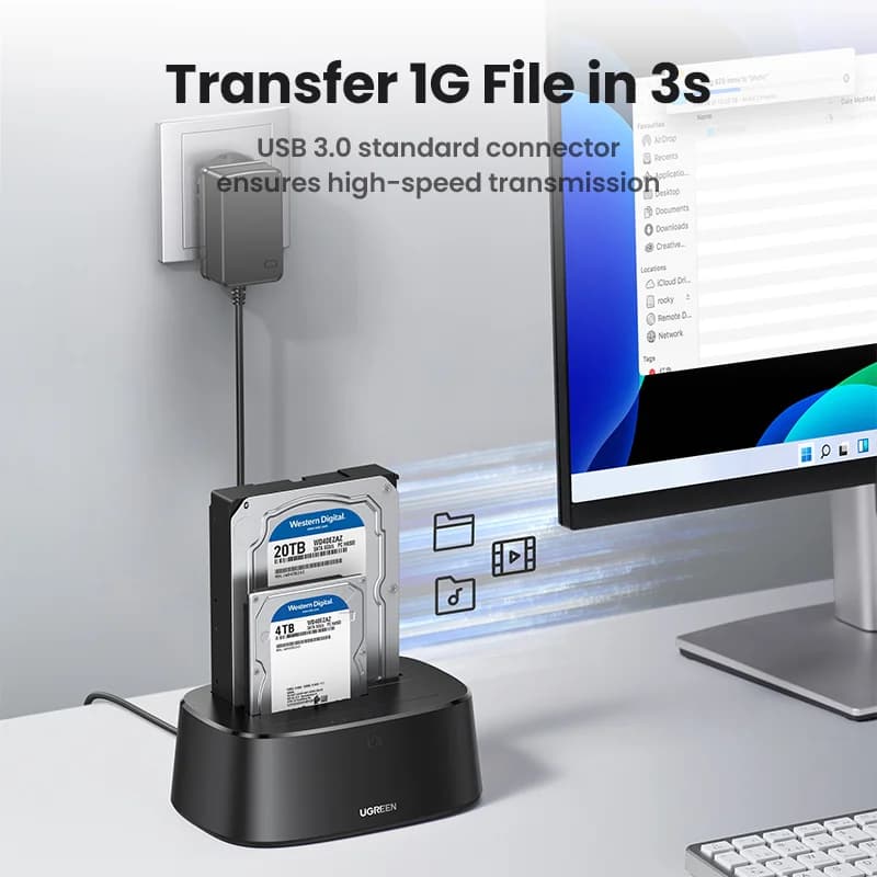 Stacja dokująca SATA na USB 3.0 z dwoma zatokami