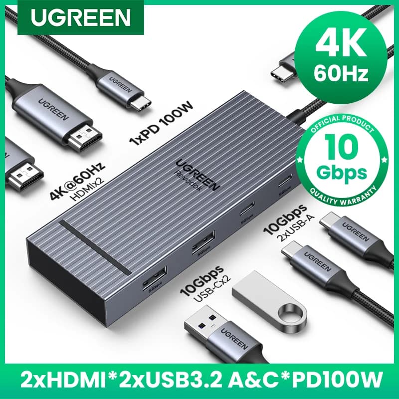 Hub USB-C 7-w-1 z podwójnym HDMI 4K i PD100W