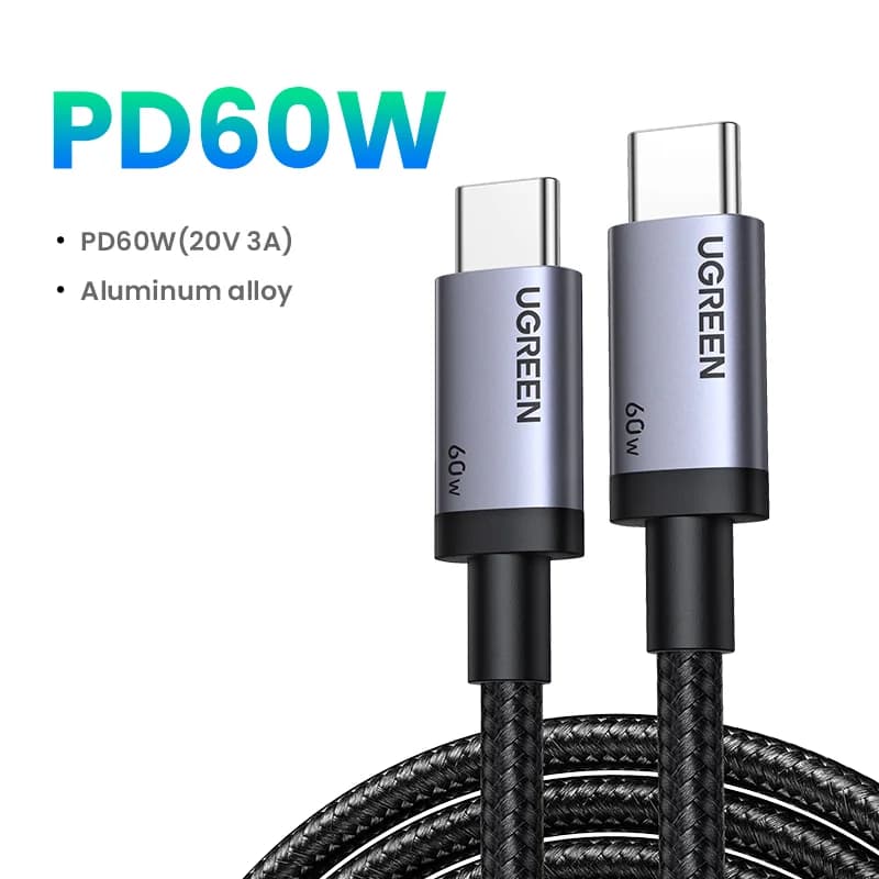 Zestaw 2 sztuk kabel USB-C na USB-C, szybkie ładowanie PD 60W