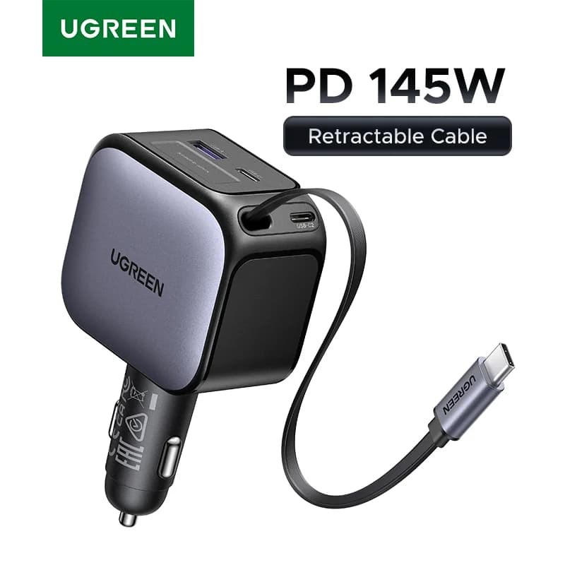 Samochodowa ładowarka USB-C 145W z wysuwanym kablem
