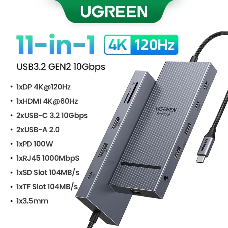 Hub USB-C 11w1, 4K@120Hz, 10Gbps, PD100W